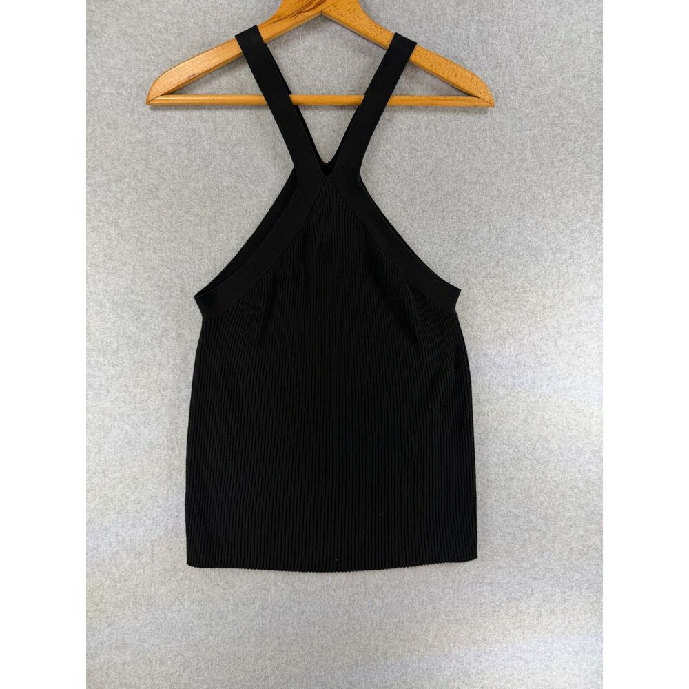 Worthington Women’s XXL Black Ribbed Knit Halter Sleeveless Top Y2K 3772